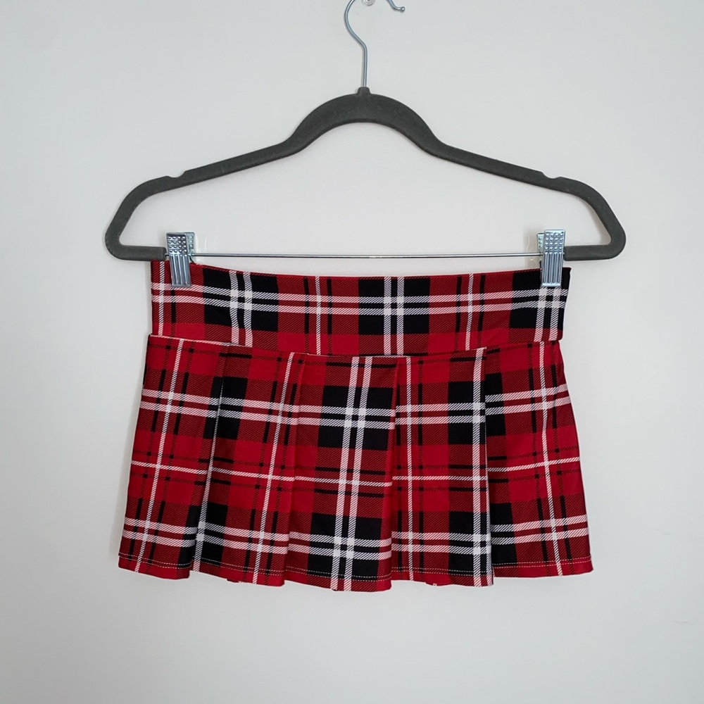 Spencer's Red Pleated Skater Mini Skirt